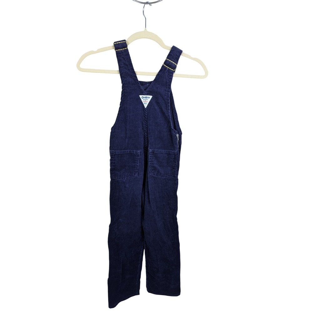 OshKosh Bgosh Boys Navy Blue Corduroy Vestbak Overalls Size 7 Made in USA